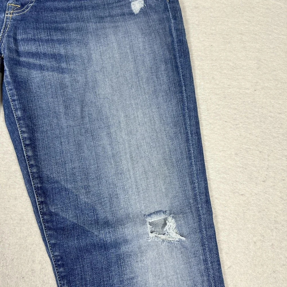 7 For All Mankind Josefina Skinny Boyfriend Jeans Womens 30 Blue Distressed USA - Picture 4 of 16